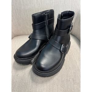 NWT Girls Art Class Black Cadi Zipper Moto Boots - Size 13
